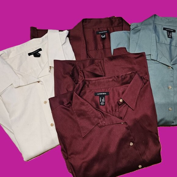 Set of 4 short sleeve Lands' End cotton button down blouses size 4X - Picture 1 of 12